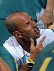 Brian Goorjian coaching the Boomers