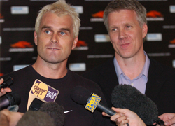 Heal and Cowan front the press